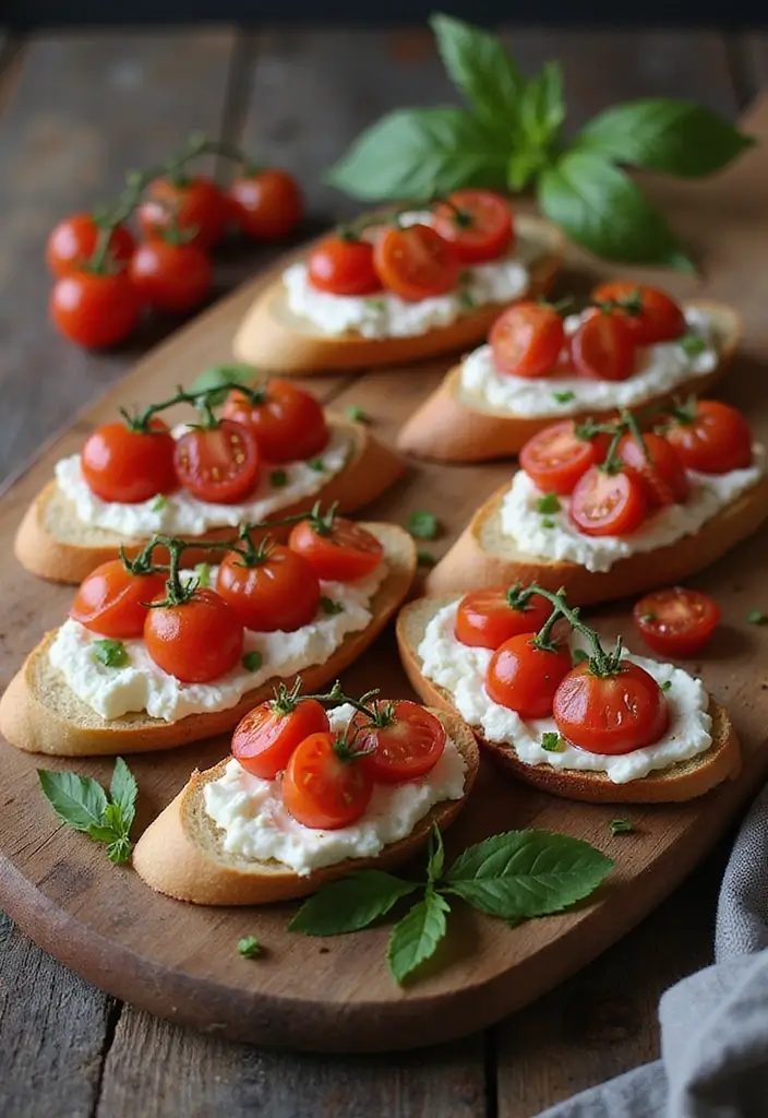 Bursting Cherry Tomato Recipes: Salads and Roasts - 8. Cherry Tomato and Ricotta Crostini