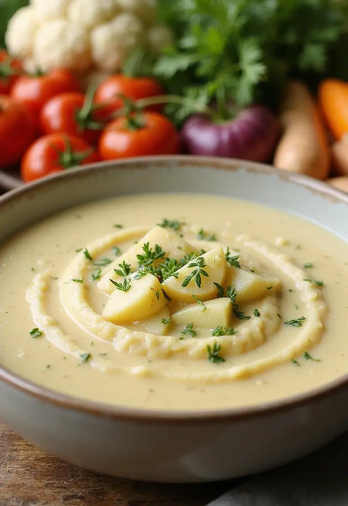 Creamy Crockpot Potato Soup Recipes: Slow Blends for a Vegan Delight - 7. Creamy Vegan Potato and Cauliflower Soup