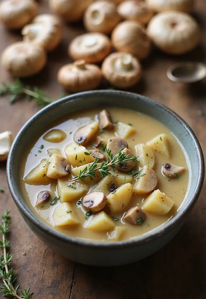 Creamy Crockpot Potato Soup Recipes: Slow Blends for a Vegan Delight - 9. Vegan Mushroom Potato Soup
