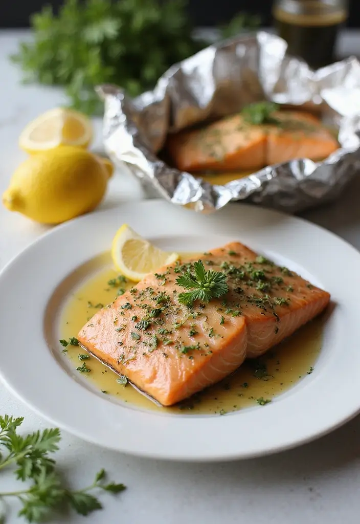 Flaky Baked Salmon Recipes: Lemon Herb Foils - 2. Herb-Infused Dijon Salmon