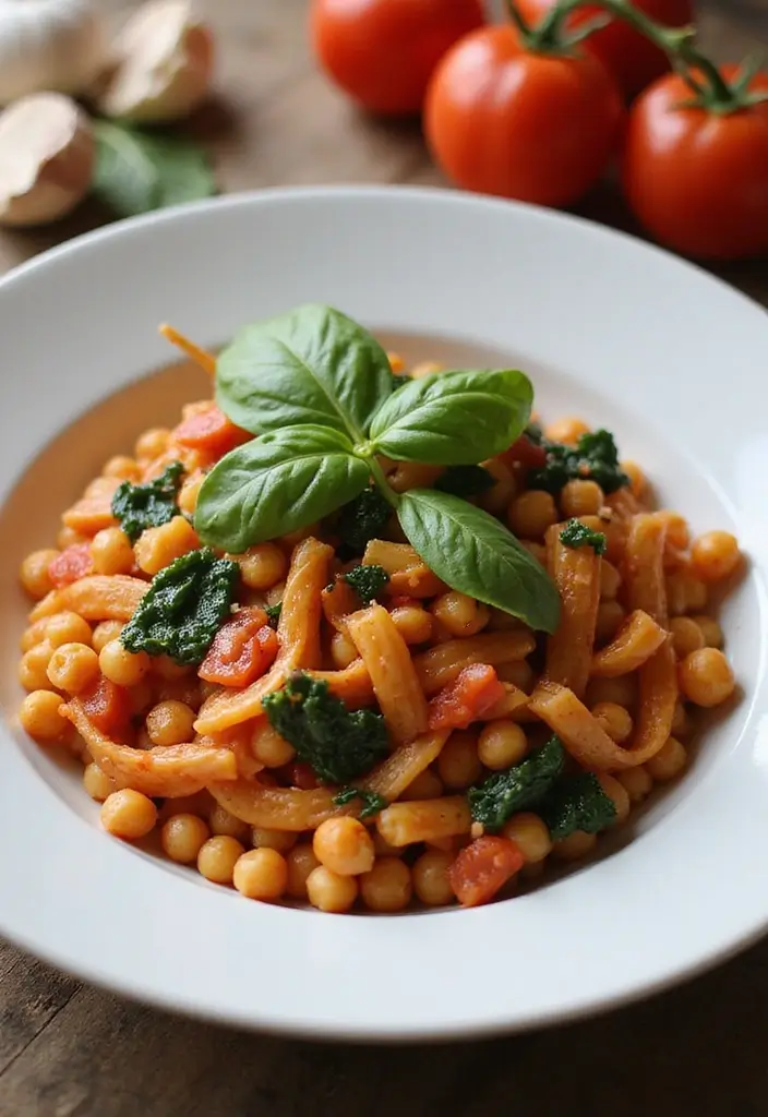 Guilt-Free Healthy Pasta Recipes: Veggie-Loaded Twists - 3. Chickpea Pasta with Spinach and Tomato Sauce