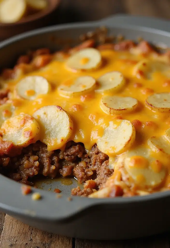 Hearty Ground Beef and Potato Recipes: Skillet Hashes - 3. Cheesy Ground Beef and Potato Casserole