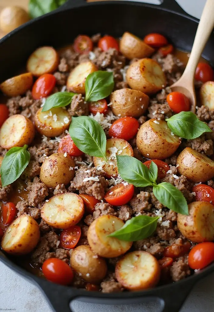 Hearty Ground Beef and Potato Recipes: Skillet Hashes - 4. Italian Beef and Potato Skillet