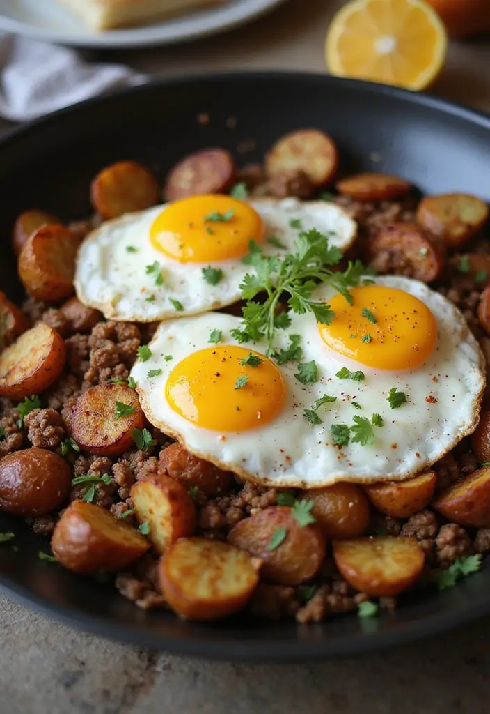 Hearty Ground Beef and Potato Recipes: Skillet Hashes - 5. Beef and Potato Breakfast Hash