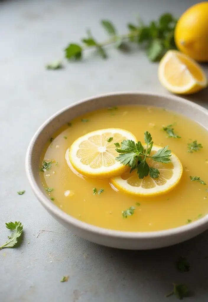 Nourishing Bone Broth Soup Recipes: Collagen Rich - 8. Lemon Ginger Bone Broth Soup
