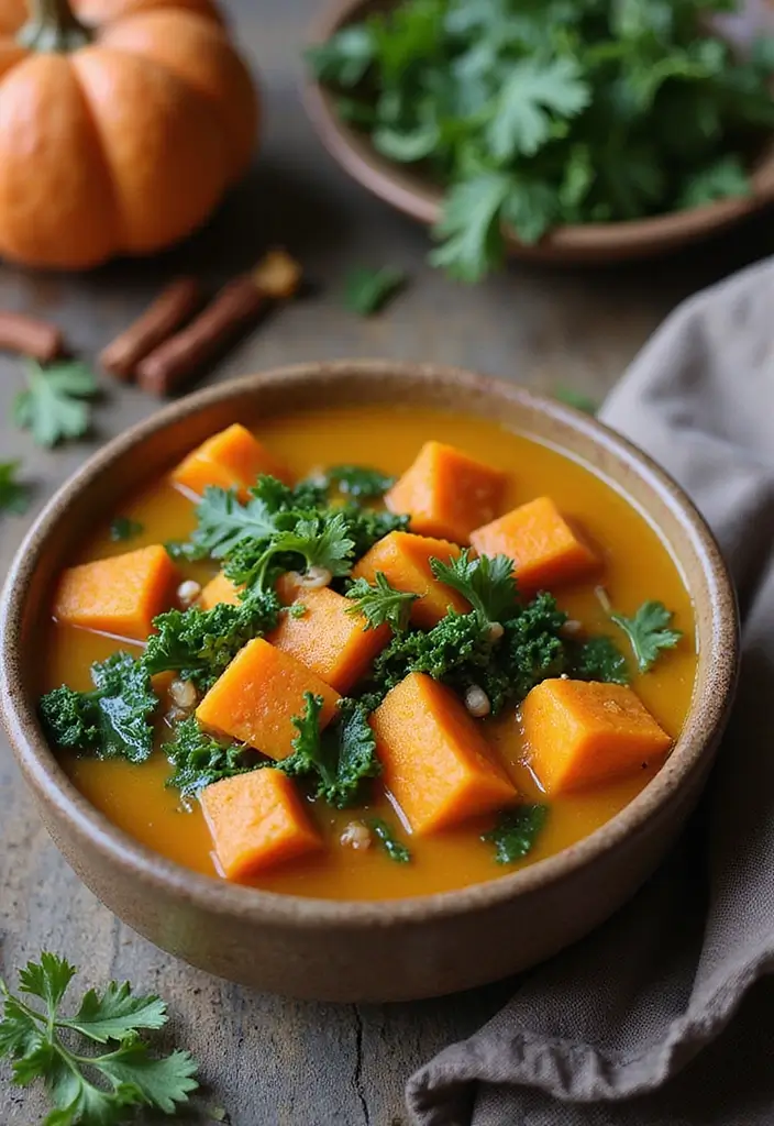 Nourishing Bone Broth Soup Recipes: Collagen Rich - 9. Sweet Potato & Kale Bone Broth Soup