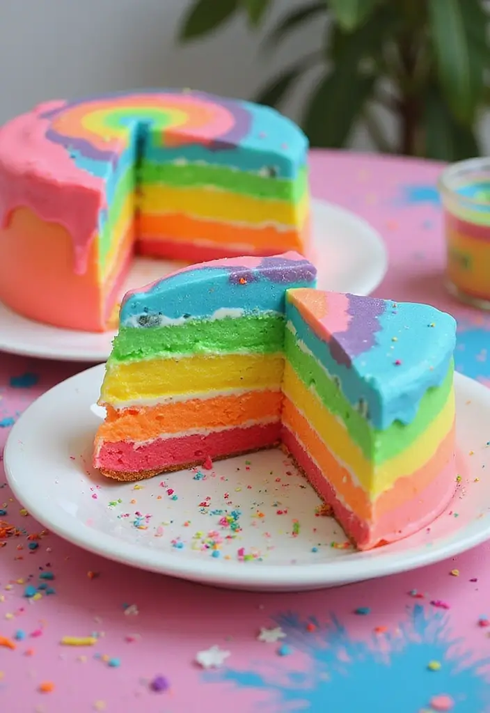 Soaked Poke Cake Recipes: Jello Infused - 9. Neon Rainbow Jello Poke Cake