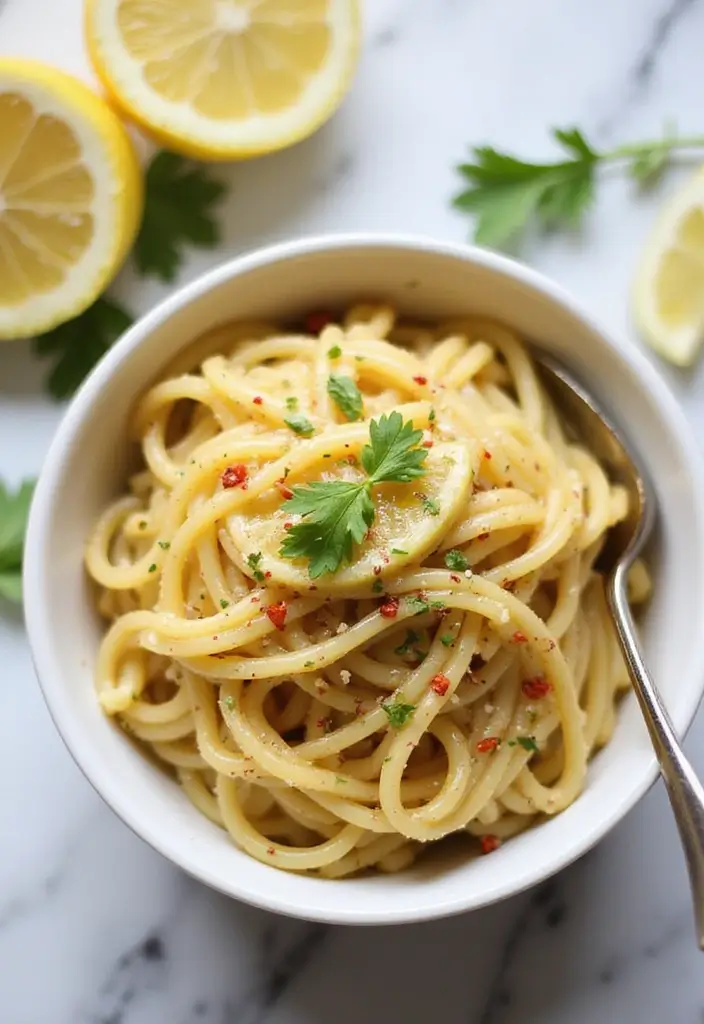 Zesty Lemon Pasta Recipes: Bright Citrus Sauces - 2. Zesty Lemon Garlic Spaghetti Aglio e Olio
