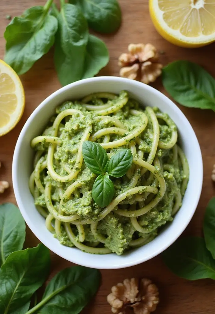 Zesty Lemon Pasta Recipes: Bright Citrus Sauces - 3. Lemon Spinach Pesto Pasta