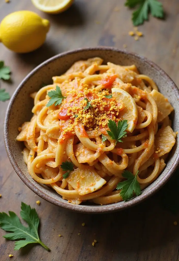 Zesty Lemon Pasta Recipes: Bright Citrus Sauces - 9. Spicy Lemon Tahini Pasta