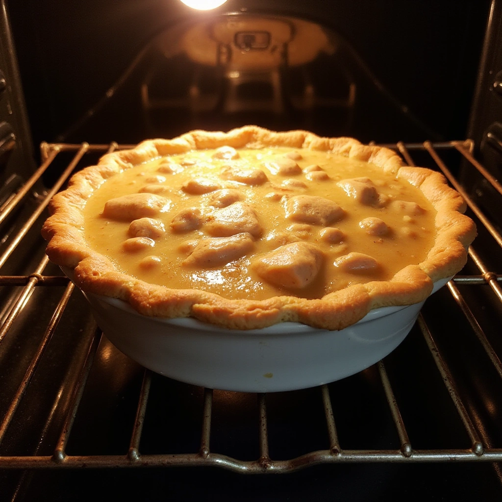 Traditional Chicken Pot Pie Recipe: Hearty Pie Filling - Step 7: Bake the Pie