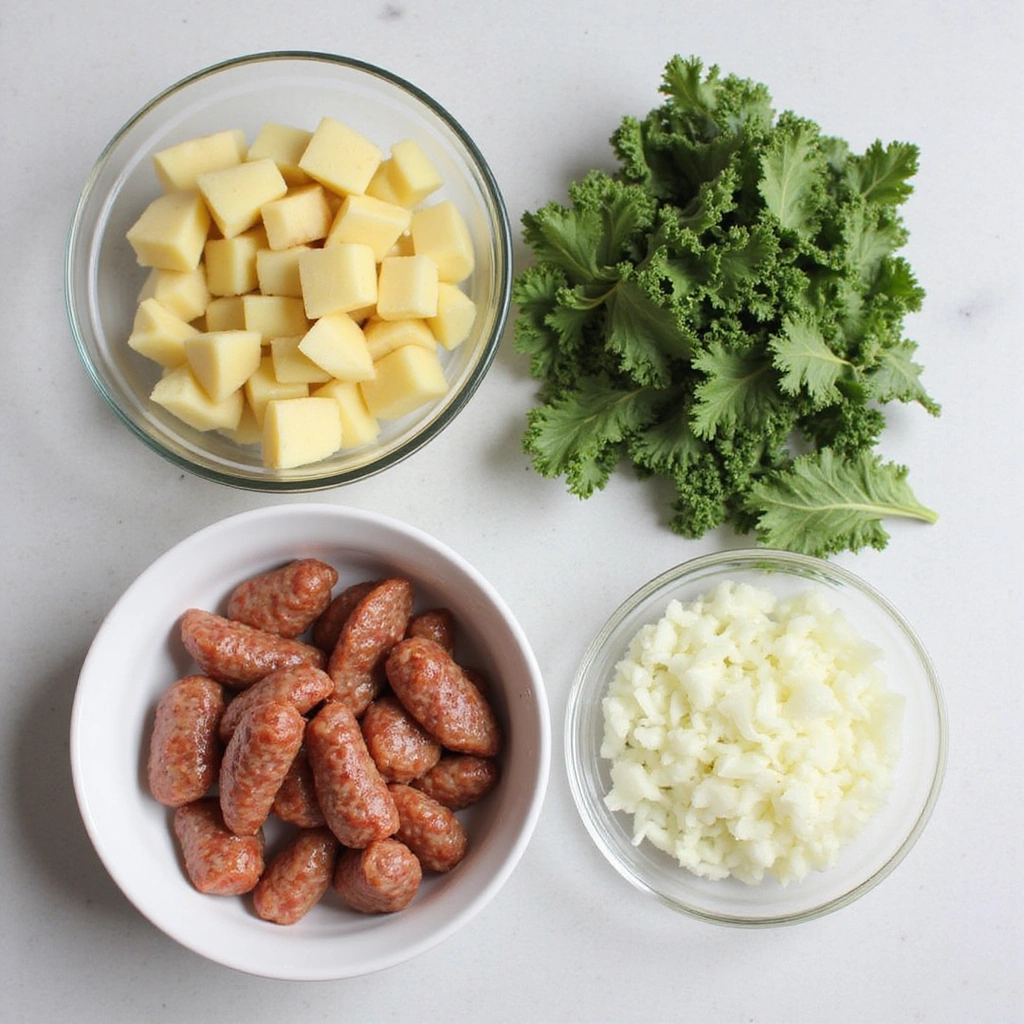 Tuscan Zuppa Toscana Recipe: Sausage and Kale Soup - Step 1: Prepare Ingredients