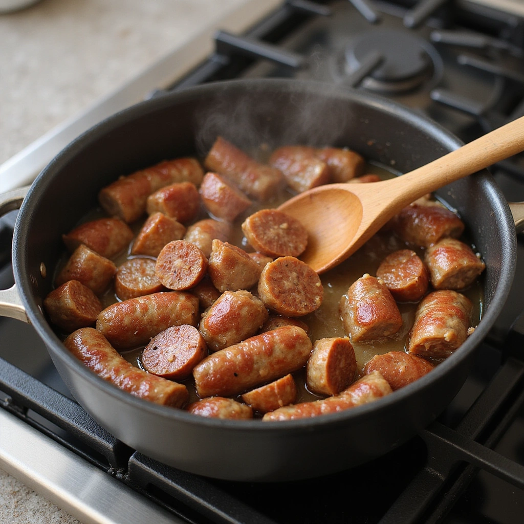 Tuscan Zuppa Toscana Recipe: Sausage and Kale Soup - Step 2: Cook the Sausage
