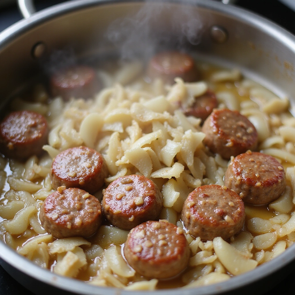 Tuscan Zuppa Toscana Recipe: Sausage and Kale Soup - Step 3: Add Onions and Garlic