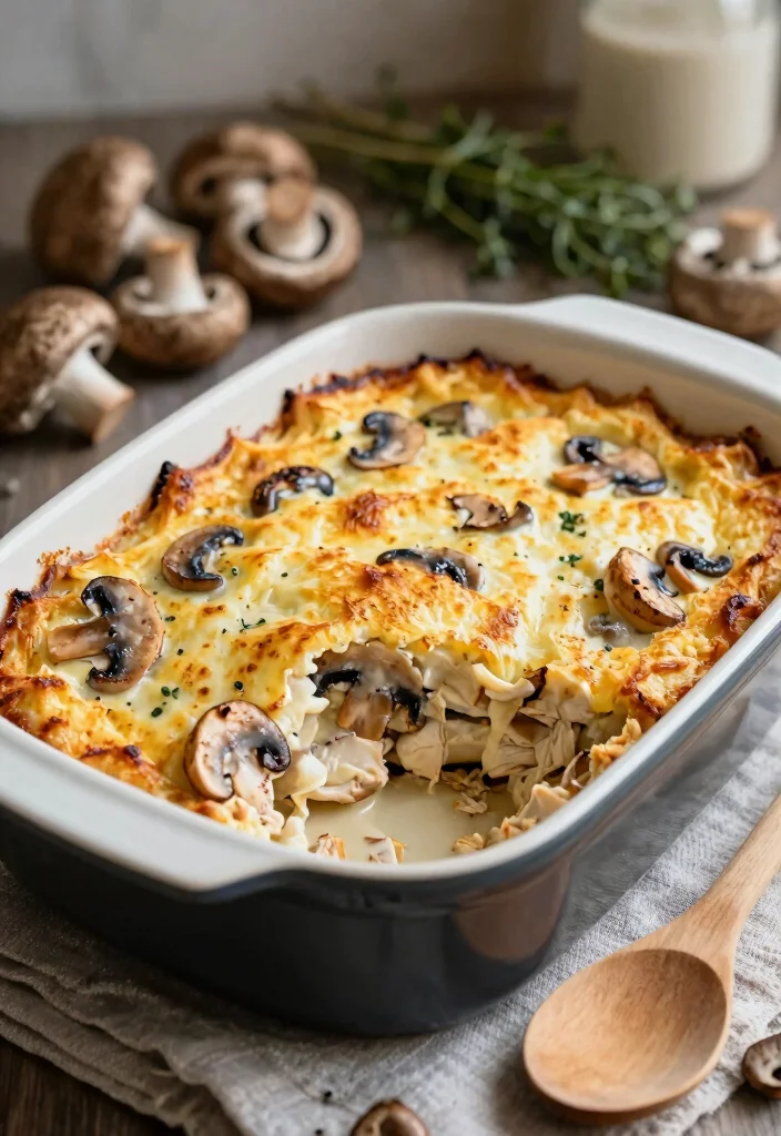 16 Cozy Chicken Casserole Recipes for Dinner That Practically Cook Themselves - 2. Creamy Chicken and Mushroom Casserole 1