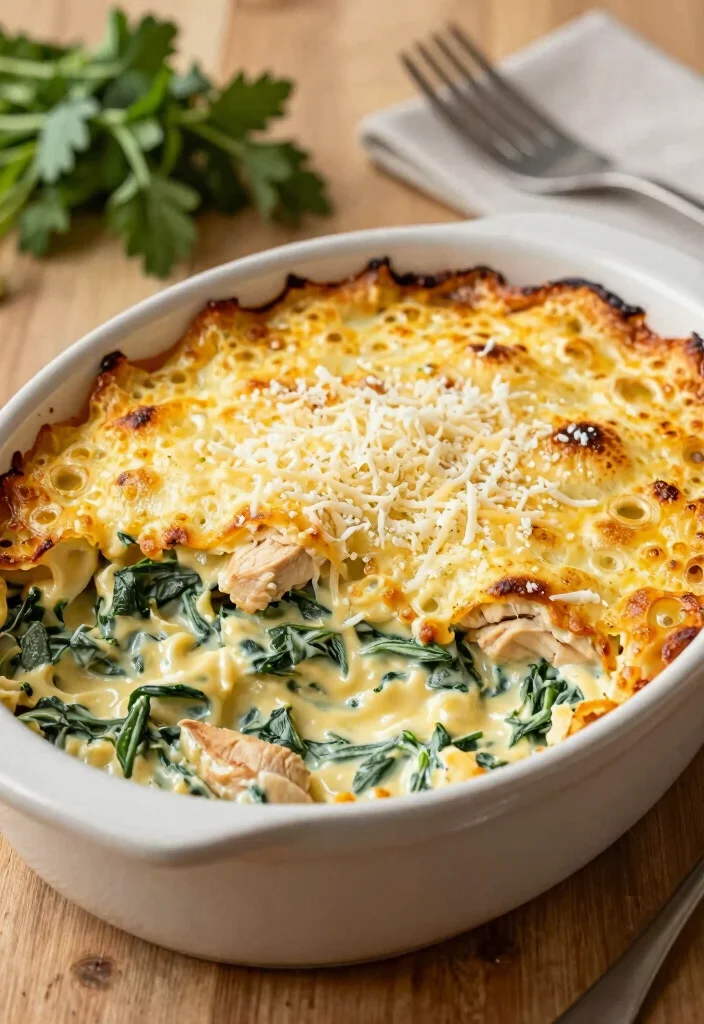 16 Cozy Chicken Casserole Recipes for Dinner That Practically Cook Themselves - 9. Chicken and Spinach Alfredo Bake 1