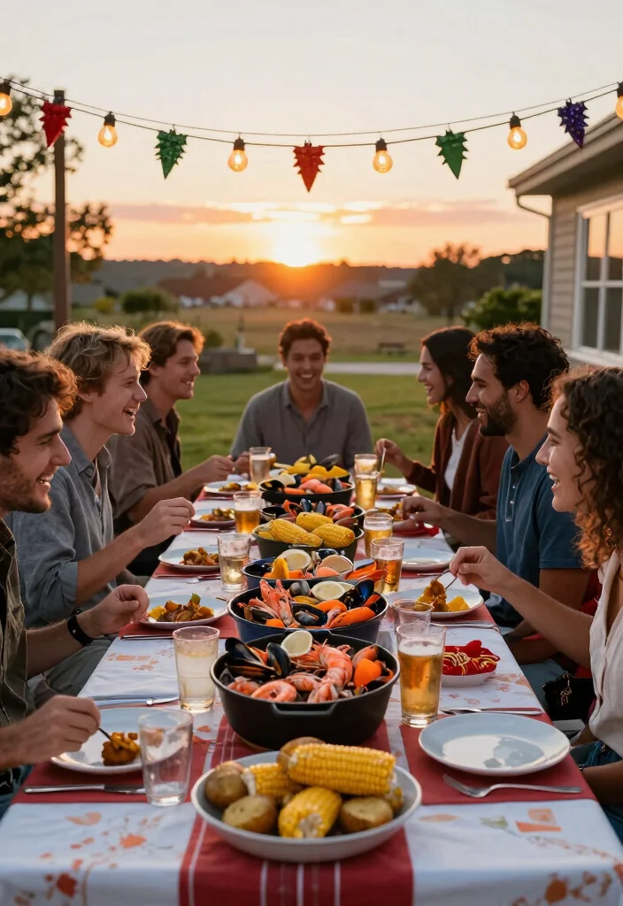 17 Aesthetic Seafood Boil Recipes & Stunning Serving Ideas for Your Next Feast - 17. Festive Seafood Boil with Friends 1