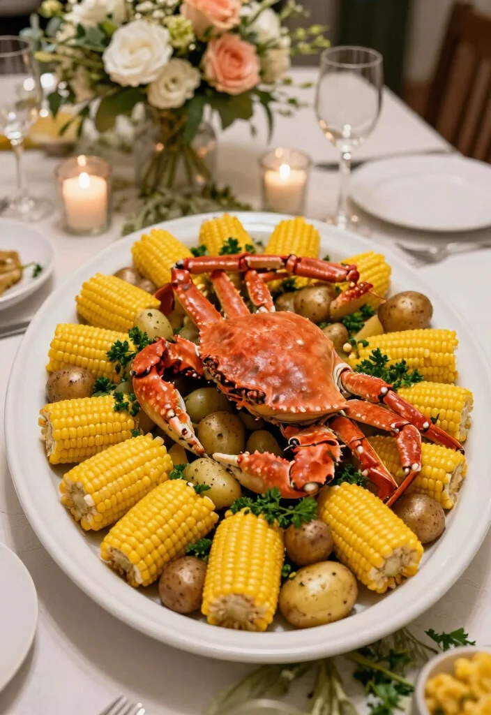 17 Aesthetic Seafood Boil Recipes & Stunning Serving Ideas for Your Next Feast - 9. Elegant Crab and Corn Boil 1