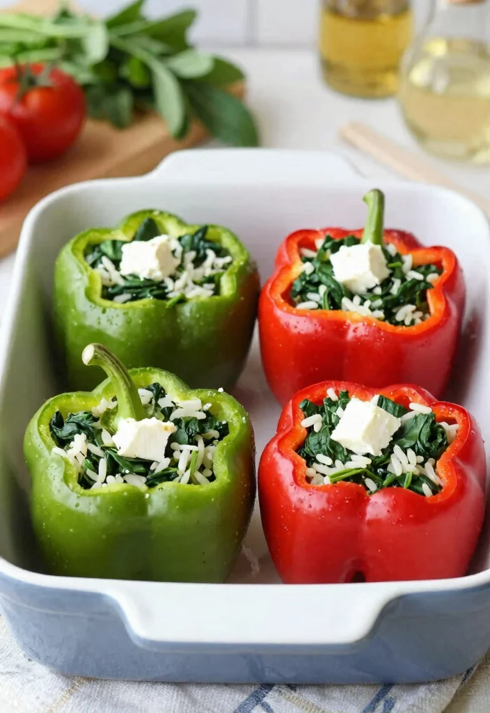17 Fast, Easy Dinner Recipes for Family Nights (Ready in 30 Minutes or Less) - 6. Spinach and Feta Stuffed Peppers 1