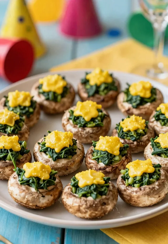 17 Hot Dip Recipes That Will Be the First Thing Gone at Every Party - 6. Vegan Spinach Artichoke Stuffed Mushrooms 1