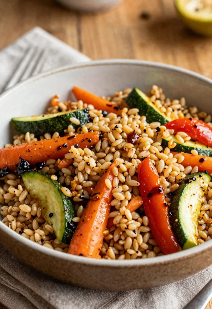 19 Easy Salad Recipes You’ll Crave Every Day (Not Just as a Side) - 15. Warm Farro Salad with Roasted Vegetables 1