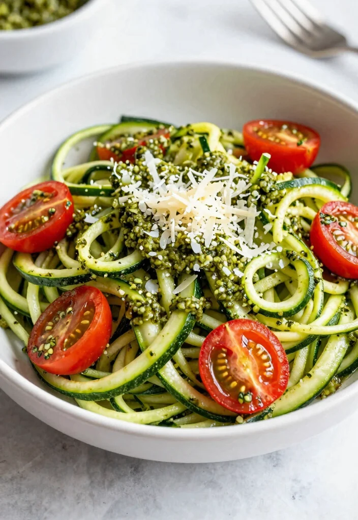 19 Easy Salad Recipes You’ll Crave Every Day (Not Just as a Side) - 18. Zucchini Noodle Salad with Pesto 1