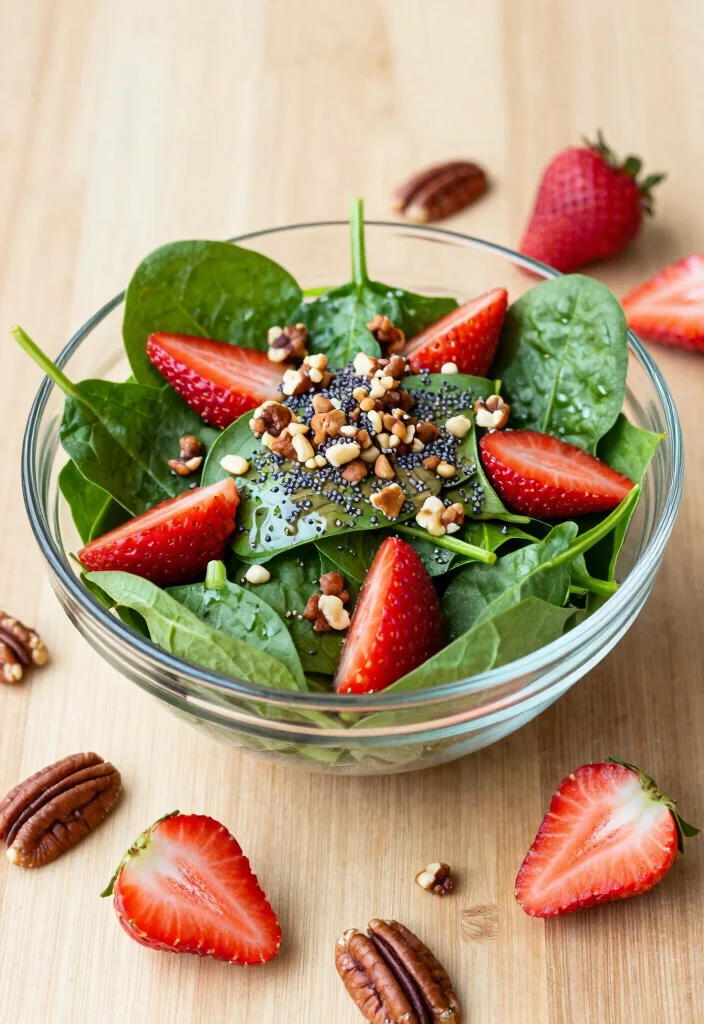19 Easy Salad Recipes You’ll Crave Every Day (Not Just as a Side) - 3. Spinach Strawberry Salad with Poppy Seed Dressing 1