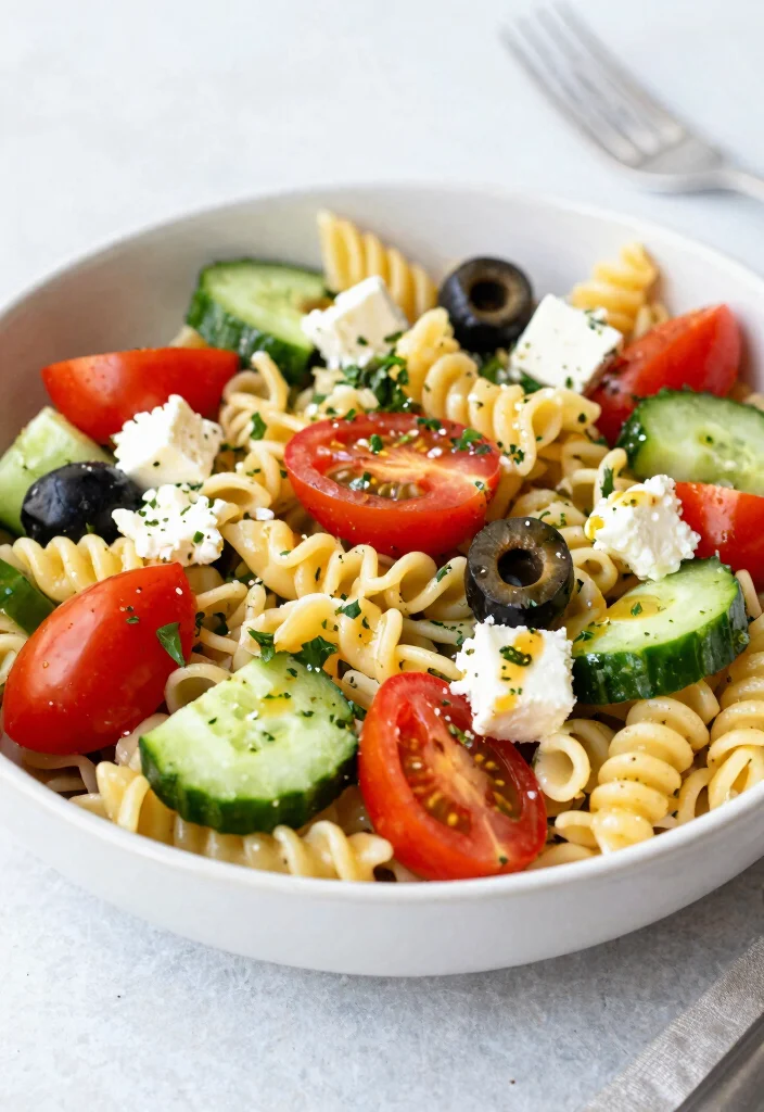 19 Easy Salad Recipes You’ll Crave Every Day (Not Just as a Side) - 7. Greek Pasta Salad 1