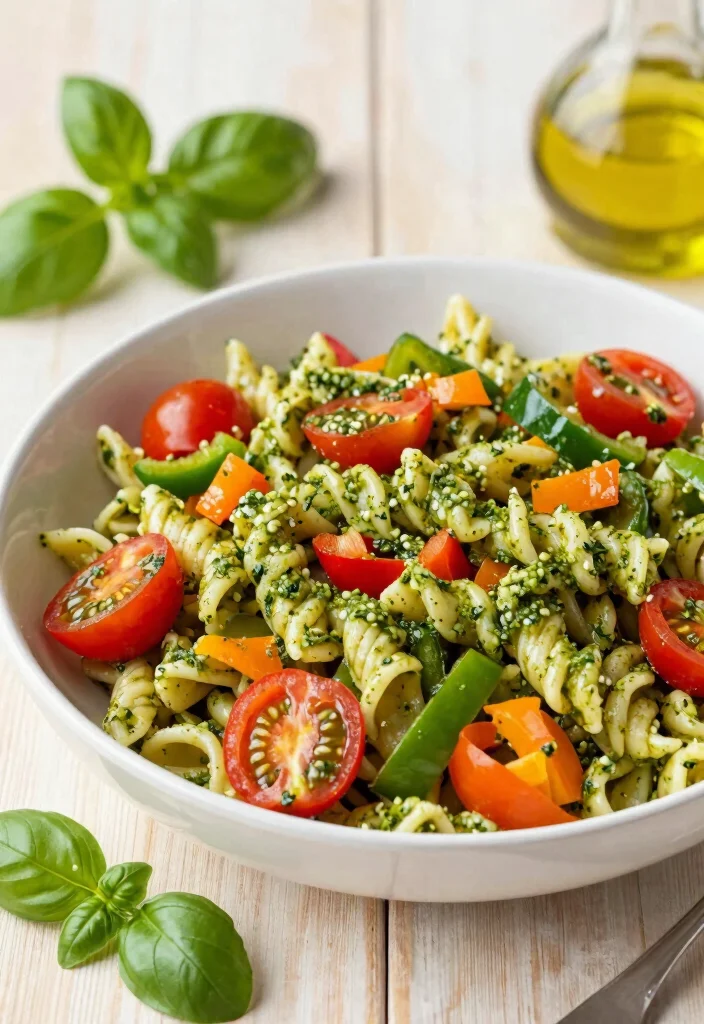 19 Healthy Salad Recipes That Are Fresh, Colorful and Actually Satisfying - 15. Pesto Pasta Salad 1