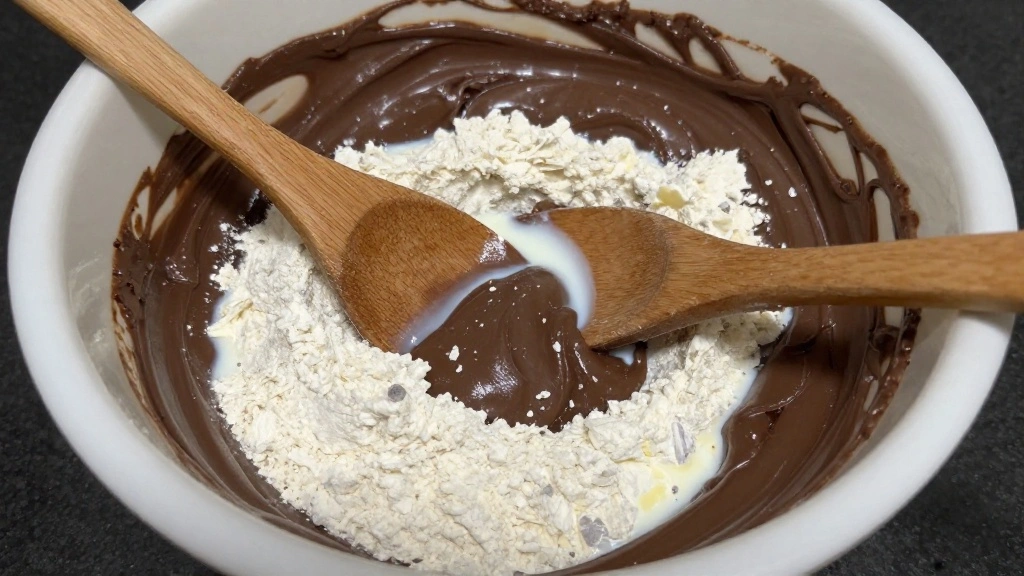 Chocolate Caramel Cake with Drip Glaze - Step 5: Incorporate Dry Ingredients and Buttermilk 1