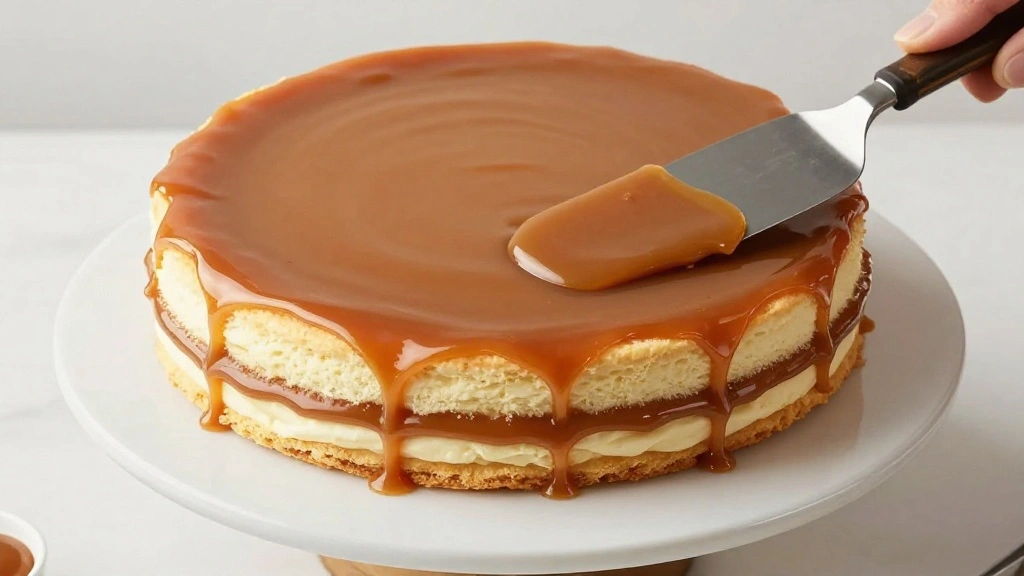 Chocolate Caramel Cake with Drip Glaze - Step 9: Assemble the Cake 1
