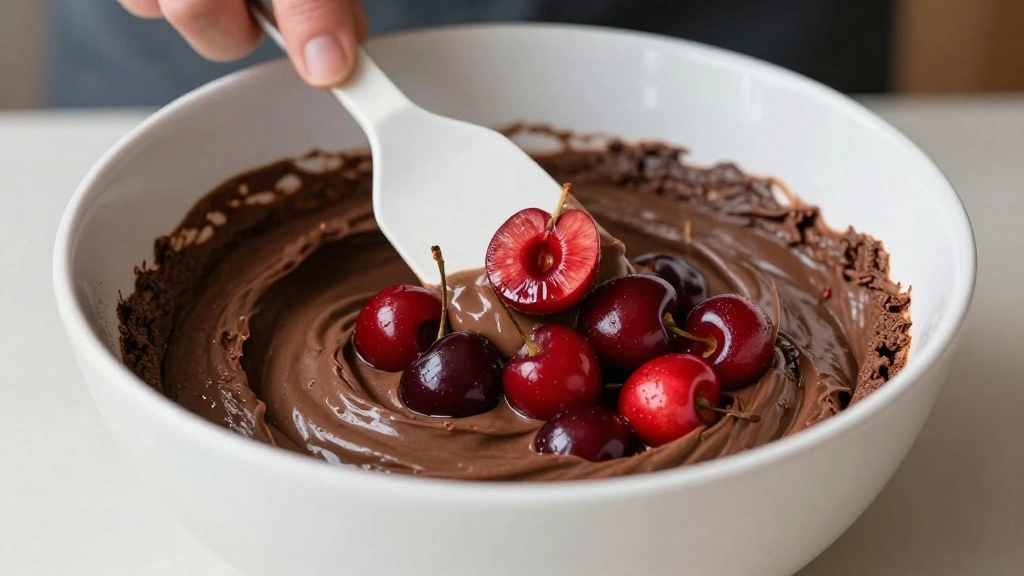 Chocolate Cherry Cake with Rich Frosting - Step 6: Fold in Cherries 1