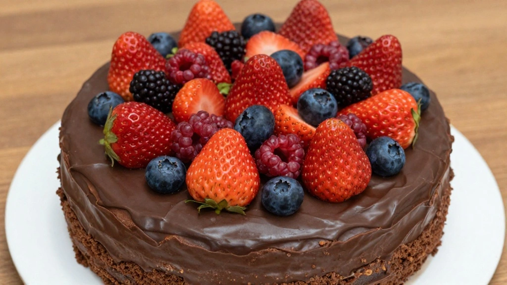 Chocolate Strawberry Cake with Fresh Berries - Step 10: Decorate with Berries 1