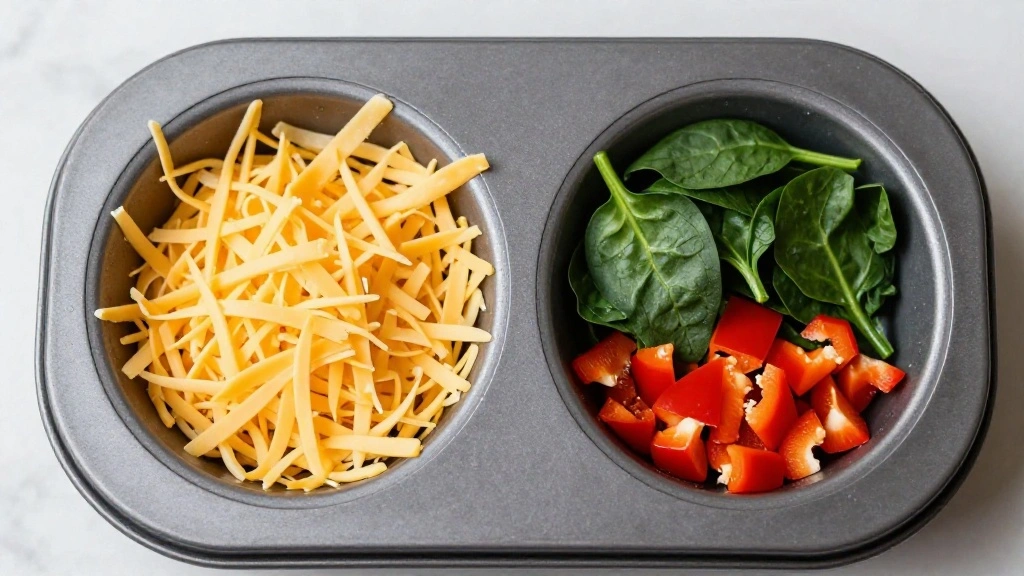 Homemade Egg Bites Recipe for Quick Breakfast or Snacks - Step 4: Distribute Mix-Ins 1