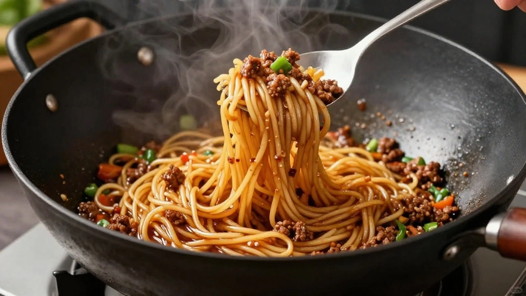 Quick Weeknight Mongolian Ground Beef Noodles - Step 7: Combine Sauce and Noodles 1