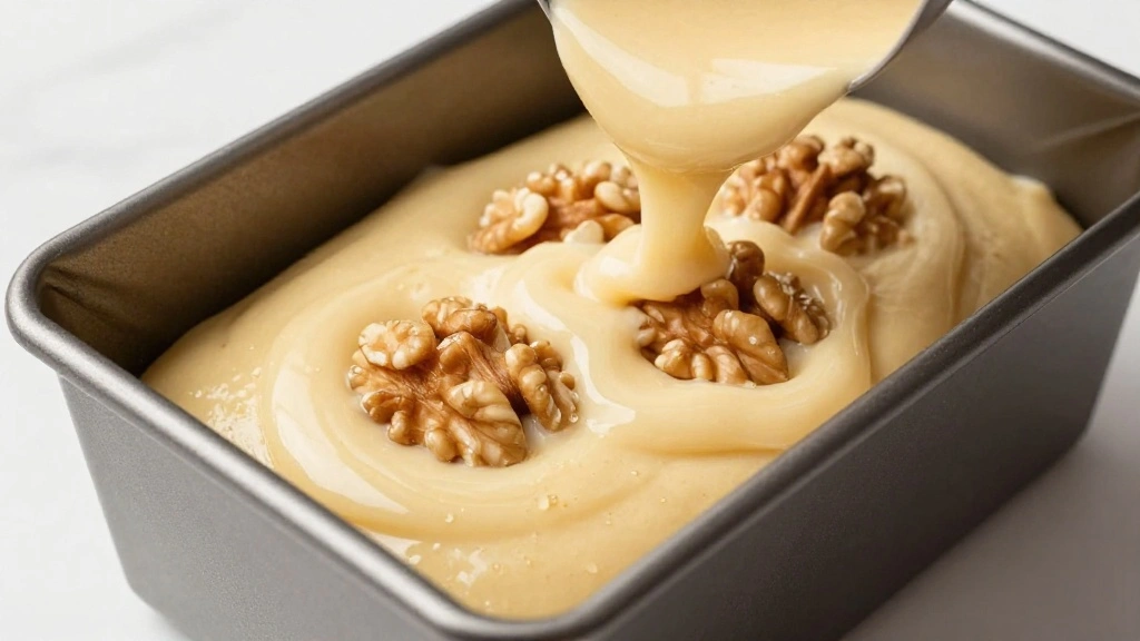 Soft & Sweet Banana Nut Bread Recipe Everyone Loves - Step 8: Add Walnuts and Pour Batter 1