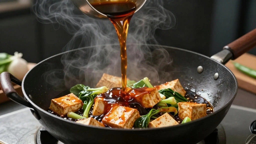 Step-by-Step Guide to Perfect Black Bean Noodles - Step 7: Add Sauce to Wok 1