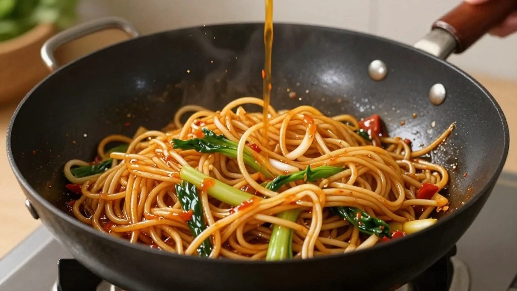 Vibrant Spicy Noodles Plating and Recipe Guide - Step 5: Add Noodles 1