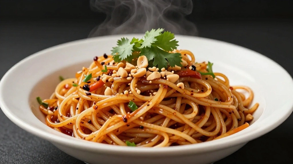 Vibrant Spicy Noodles Plating and Recipe Guide - Step 8: Garnish and Serve 1