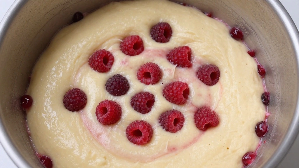 White Chocolate Raspberry Cake (Elegant & Moist) - Step 6: Fold in Raspberries 1