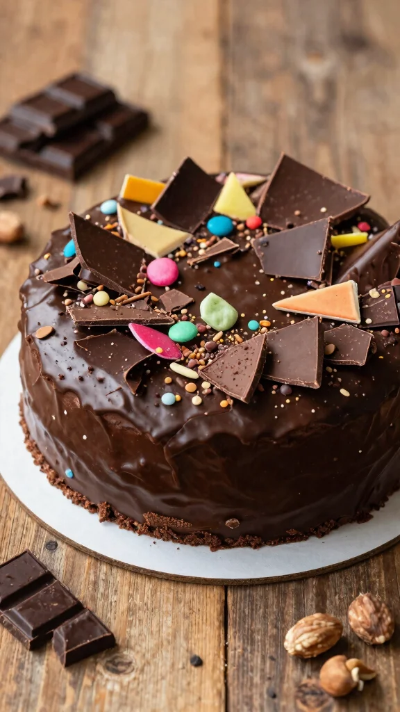 11 Chocolate Cake Ganache Decoration Ideas Sleek and Stunning - 11. Chocolate Bark Decoration 1