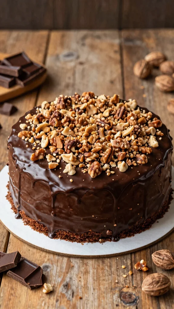 11 Chocolate Cake Ganache Decoration Ideas Sleek and Stunning - 4. Chocolate Glaze with Nuts 1