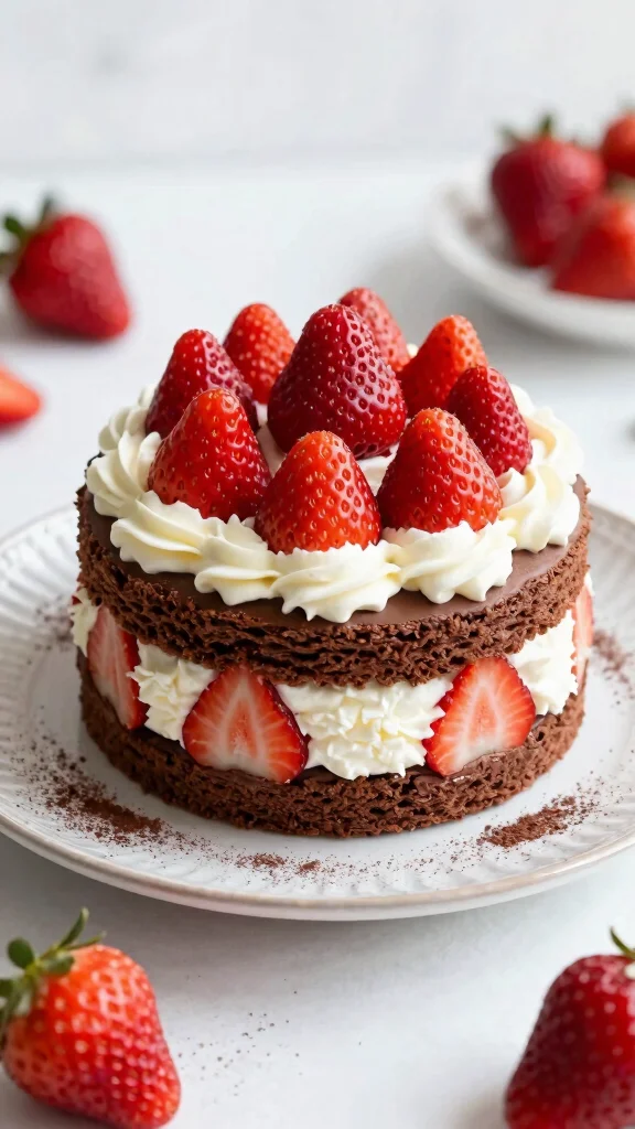 11 Chocolate Cake with Chocolate Frosting Recipes for True Chocoholics - 11. Chocolate Strawberry Shortcake 1
