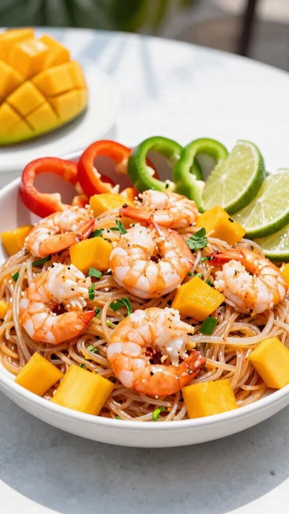 11 Cold Noodles Recipes Refreshing and Perfect for Summer - 8. Cold Noodle Salad with Shrimp & Mango 1