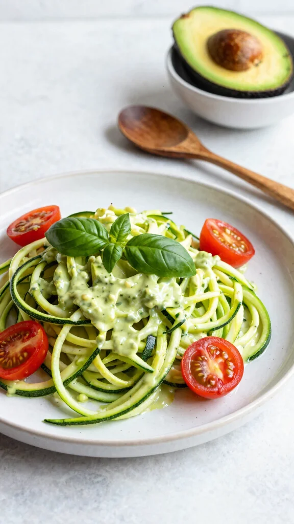 11 Noodles Recipes for Dinner: Quick, Easy and Family-Friendly - 5. Zucchini Noodles with Avocado Sauce 1