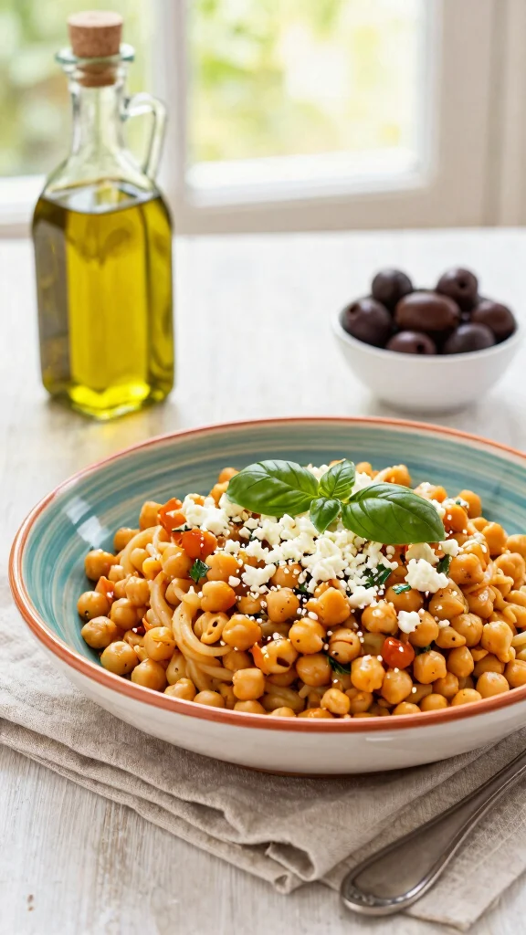 11 Noodles Recipes for Dinner: Quick, Easy and Family-Friendly - 7. Mediterranean Chickpea Pasta 1