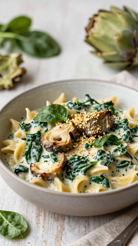 11 One Pot Noodles Recipes for Easy Cooking and Cleanup - 7. Creamy Spinach and Artichoke Pasta 1