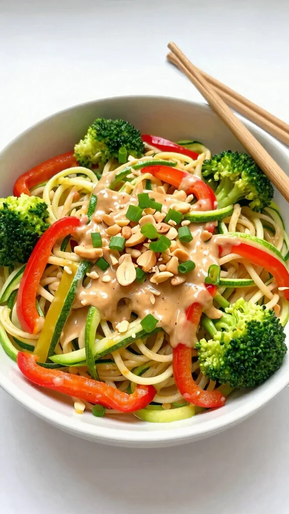 11 Zucchini Noodles Recipes Light, Low-Carb and Delicious - 6. Asian-Inspired Zucchini Noodles with Peanut Sauce 1