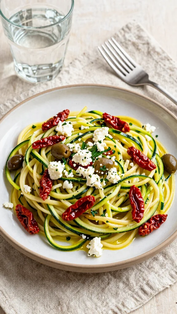 11 Zucchini Noodles Recipes Light, Low-Carb and Delicious - 7. Mediterranean Zucchini Noodles with Feta 1