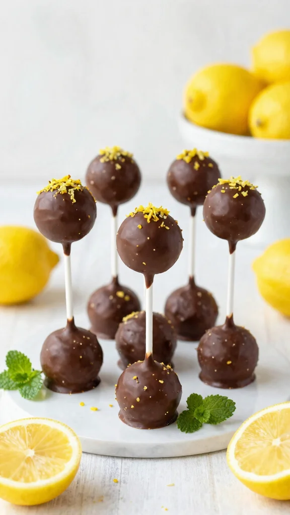 12 Chocolate Cake Pops Recipes Perfect for Parties and Gifts - 11. Lemon Zest Chocolate Cake Pops 1